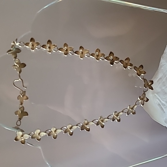Jewelry - Sterling Silver & Crystals Hand Crafted Choker Necklace - Circum15"